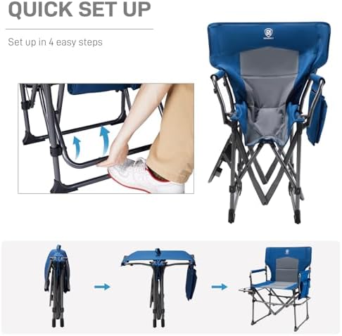 EVER ADVANCED Camping Directors' Chair with Side Table, Portable Folding ...