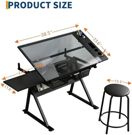 Garvee Drafting Table w/Stool, Height Adjustable Drawing Table