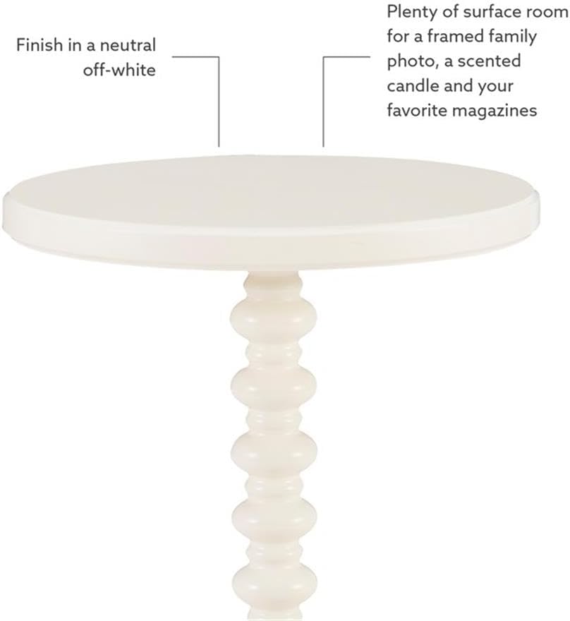 Pemberly Row Contemporary Wood Spindle Side Table, Off White Finish, 17"...