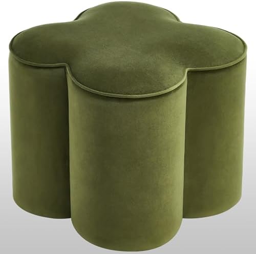 Zesthouse Flower Pouf Ottoman Foot Rest, Velvet Fabric Poofy Ottoman Stool | ...