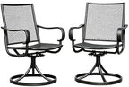 Outdoor 360° Swivel Rocking Chairs Set of 2, All Iron Mesh Patio Rocker Chairs, Electroplated Anti-Rust Heavy Duty Metal Swivel Dining Chairs with Curved Armrest for Porch, Deck, Backyard, Garden