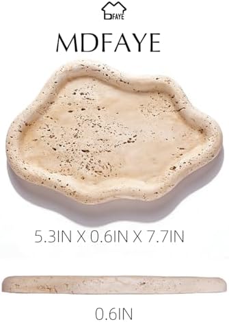 Jewelry Dish Trinket Tray for Women, Ring Dish Holder, Unique Cloud Shape Plate Cute Things Vanity Aesthetic Room Decor Mother's Day Birthday Gifts (Faux Travertine Y)