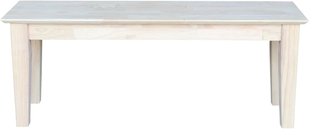 IC International Concepts Shaker Style Solid Wood Bench, 47", Unfinished
