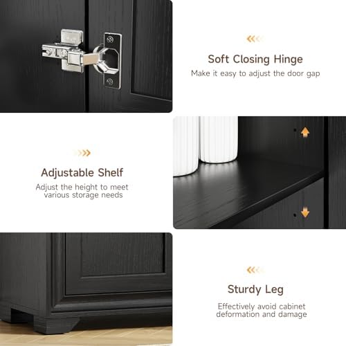 ONBRILL 60" Buffet Cabinet with Storage, 4 Doors & Adjustable Shelve...