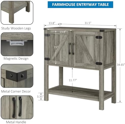 Mufico Console Table with 2-Door Cabinet Coffee Bar Cabinet Sofa Table,Entryw...