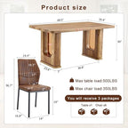 64.5" Dining Room Table Set for 6, Modern Farmhouse Wood Dining Table Set with Decorative Pedestal Legs & 6 Cushioned Chairs,Rustic Brown Kitchen Table Set for Kitchen, Easy Assembly