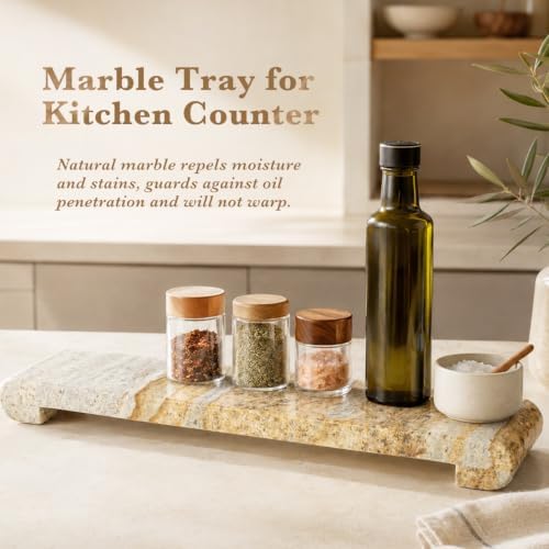 16"x4" Natural Marble Tray Pedestal Stand, Bathroom Counter Vanity ...