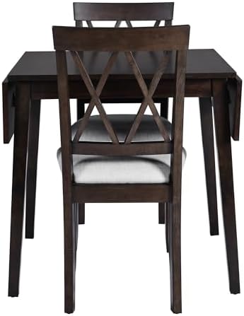 P PURLOVE 3 Piece Kitchen Dining Set, Wood Dining Table Set, Espresso