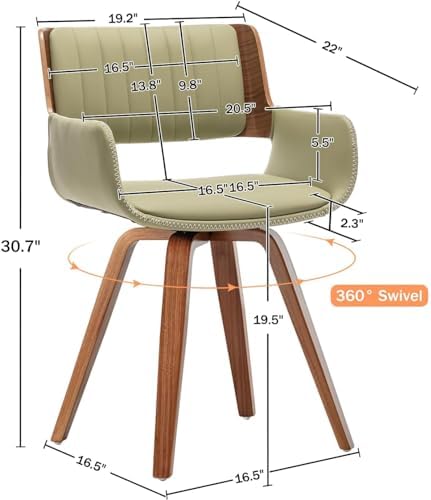 LUNLING Swivel Accent Faux Leather Dining Chairs Set of 2 Mid Century Modern ...