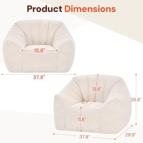 Korser Bean Bag Chair, Giant Bean Bag Chairs for Adults Teens, Comfy Floor Ch...