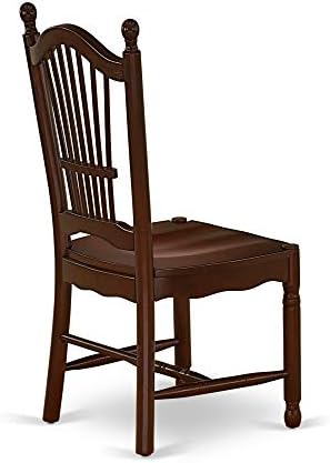 East West Furniture DOC-MAH-W Dover Kitchen Dining Chairs - Slat Back Wood Se...