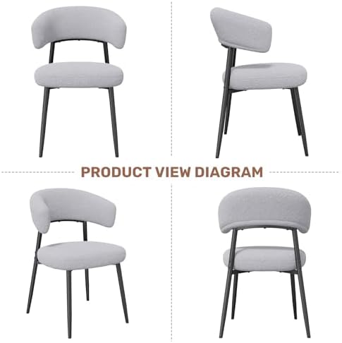 Dining Chairs Set of 4, Mid Century Modern Dining Chairs, Boucle Upholstered ...