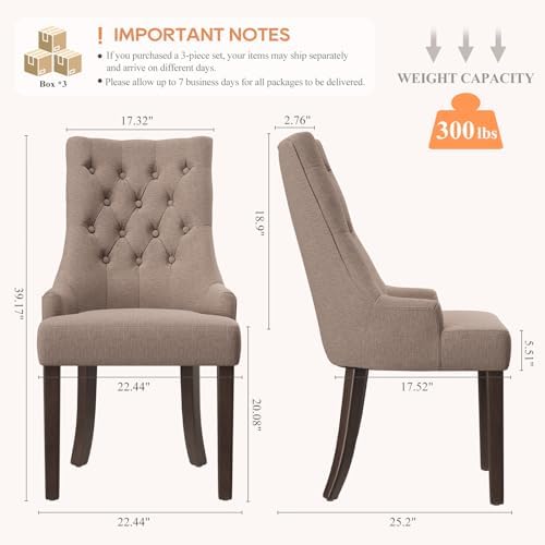 COLAMY Wingback Dining Chairs Set of 6, Taupe