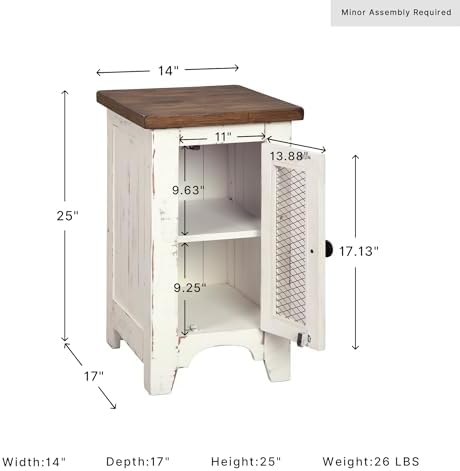 Signature Design by Ashley Wystfield Chairside End Table, Vintage White