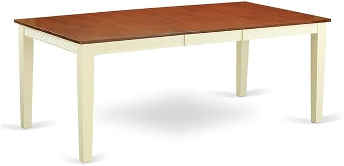 East West Furniture QUPL9-WHI-W 9 Piece Modern Dining Table Set Includes a Rectangle Wooden Table with Butterfly Leaf and 8 Kitchen Dining Chairs, 40x78 Inch, Buttermilk & Cherry
