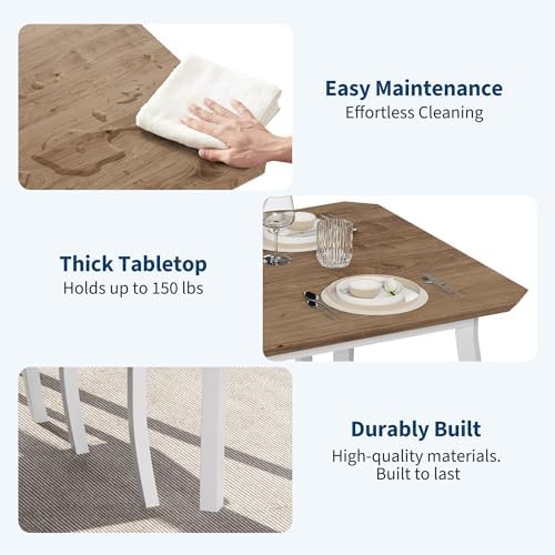 IDEALHOUSE Dining Table Set for 4 Modern Kitchen Table and Chairs Set with Ch...