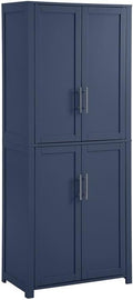MAKLAINE Modern Traditional MDF Wood Kitchen Storage Pantry, 67" H x 28" W x 15" D, Navy Finish, Shaker-Style Doors, Adjustable Shelving, Modular Design for Home Organization, Linen Cabinet or Coffee