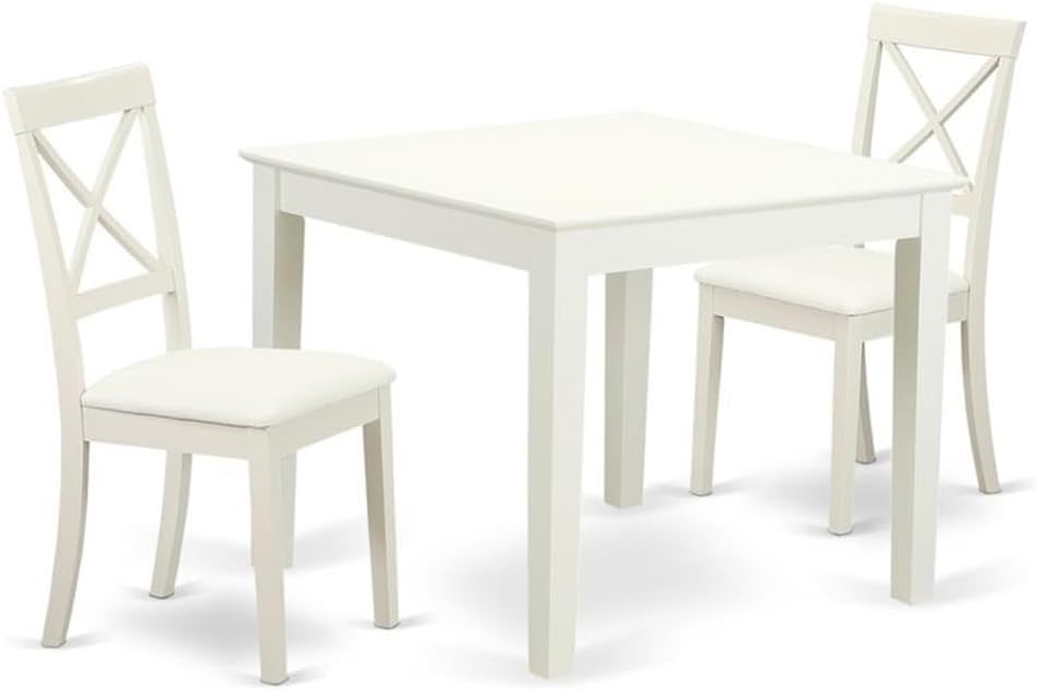 East West Furniture OXBO3-LWH-LC 3 Piece Modern Dining Table Set Contains a S...