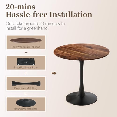 31.5 Inch Round Dining Table,Mid-Century Tulip Table with Metal Pedestal Base...