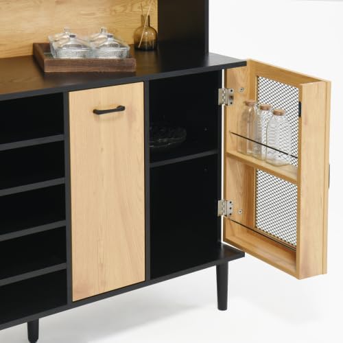 59in H Pantry Cabinet with Charging Station, Buffet Sideboard for Coffee Make...