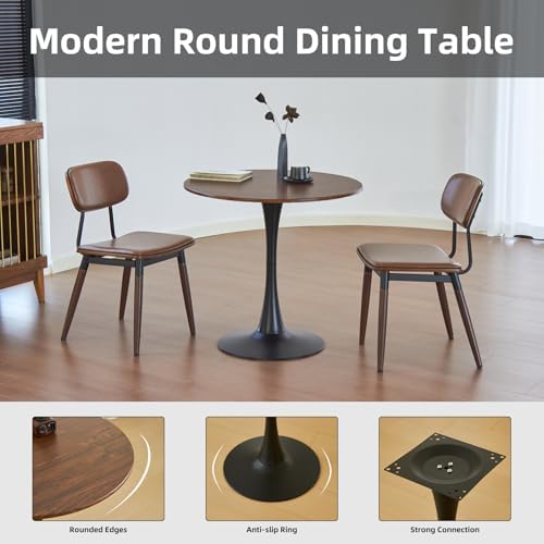 Round Dining Table, 24" Tulip Table (Faux Walnut)