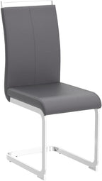AZmac Modern Leather Dining Chairs Set of 4,Armless Kitchen Chairs,Dining Room Chairs with Upholstered Padded Seat and Sturdy Chrome Legs for Dining Room,Kitchen (Set of 4, Grey+PU Leather)