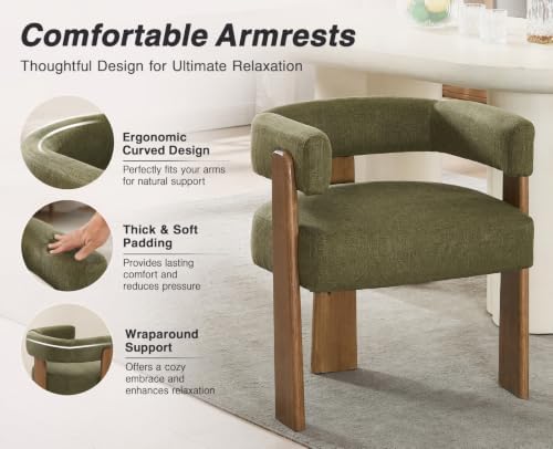 Shunzhi Green Barrel Dining Chairs Set of 2, Upholstered Dining Room Chairs