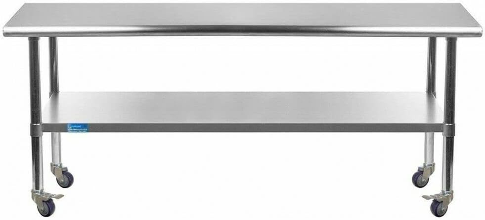 AmGood 60" Long x 36" Deep Stainless Steel Table with Casters