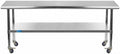AmGood 60" Long x 36" Deep Stainless Steel Table with Casters