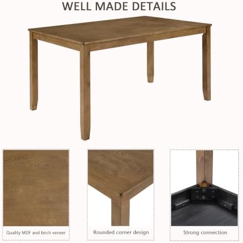 Harper & Bright Designs Complete 6-Piece Oak Dining Set –58.5" Recta...
