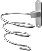 Blow Dryer Holder Wall Mounted Bathroom Hair Dryer Hanger Hair Tool Organizer for Full Size Dryer Swivel Storage Rack with Armrests for Flat Iron Curling Iron Space Saving Design (Silver)