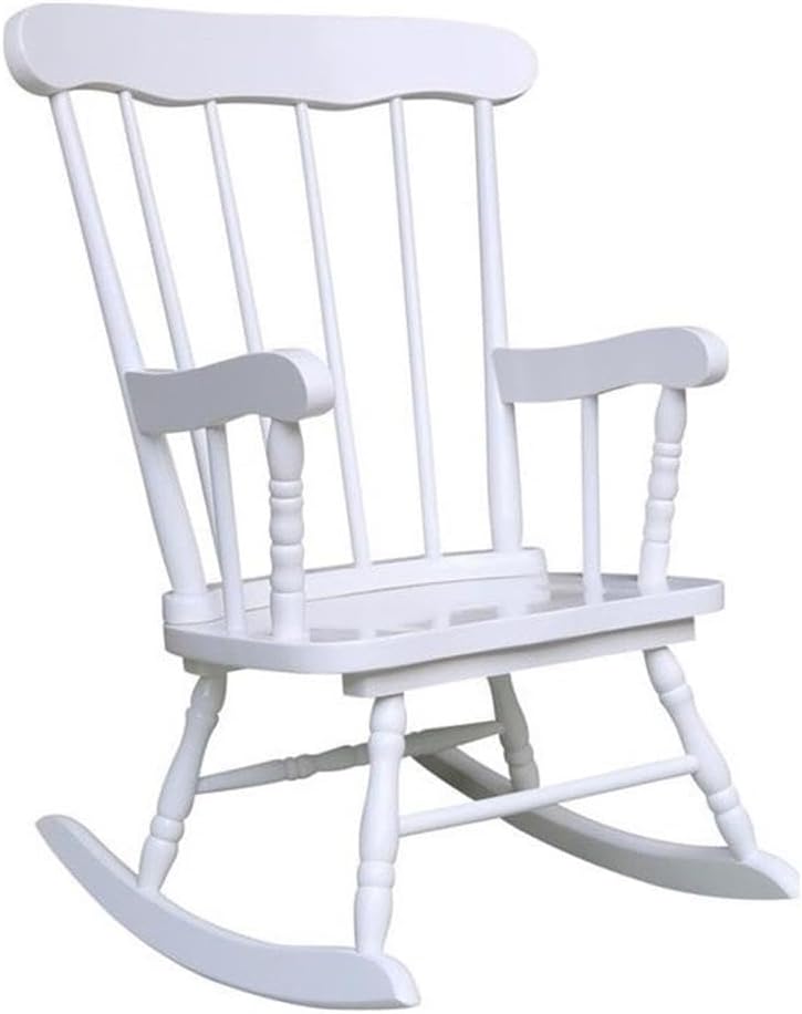 Rosebery Kids Solid para Wood and Veneers Rocker, Linen White Finish, 27.75" H x 22" W x 20" D, Durable Construction, Ready to Assemble, Children's Rocking Chair for Bedroom or Playroom