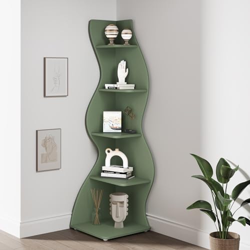 Tribesigns Corner Shelf, Modern 5-Tier Wall Corner Bookshelf, Stylish Corner ...