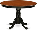 East West Furniture HLQU3-BCH-W 3 Piece Dining Table Set for Small Spaces Contains a Round Dining Room Table with Pedestal and 2 Wooden Seat Chairs, 42x42 Inch, Black & Cherry