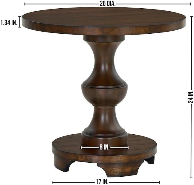 Roundhill Furniture Caesar Traditional Round Pedestal End Table, Espresso
