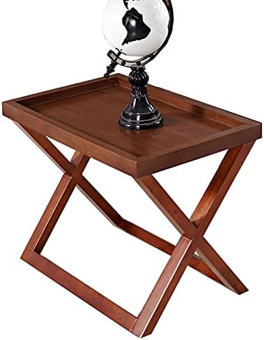 Telephone Table, Walnut Grain,Solid Wood Storage Tray X-Shaped Side Table,Tel...