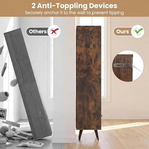 Giantex 6-Tier Tall Narrow Bookcase, 54 Inches Slim Storage Cabinet with Adju...
