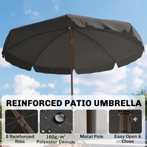 Outsunny 6 Piece Outdoor Patio Dining Set for 4 with Umbrella Black/Coffee