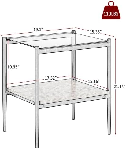 KUIKUI Coffee Table Glass Set of 3, Modern Coffee Table and End Tables Sets, ...