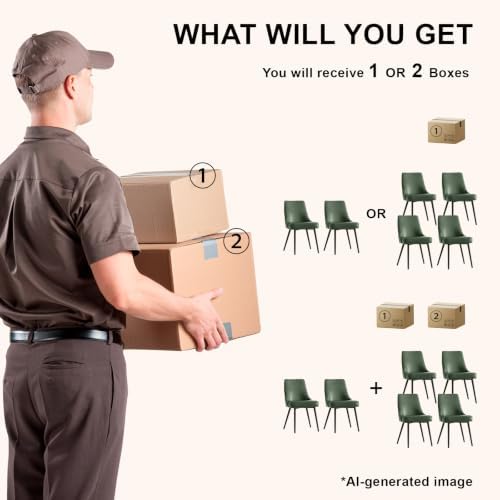 kinmars Kitchen & Dining Leather Dining Chairs Set of 4, Green