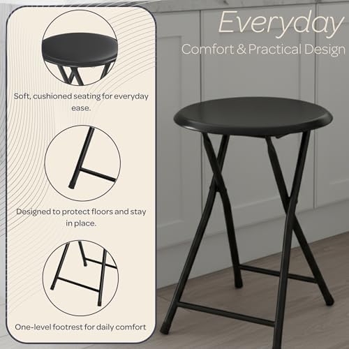 Folding Stool - Portable Backless 18” Stool with 225lb Capacity Set of 4