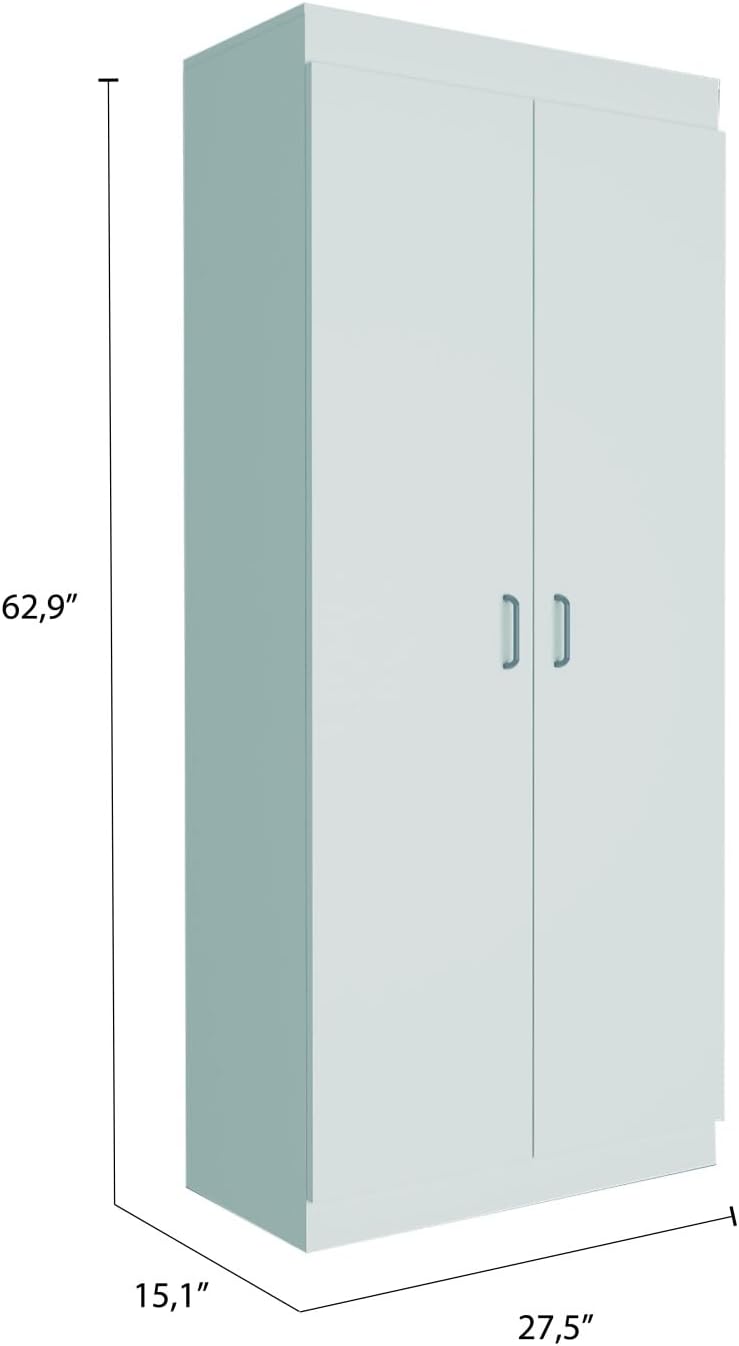Pantry Double Door Cabinet, Storage Locker with Five Shelves,Three Interior D...