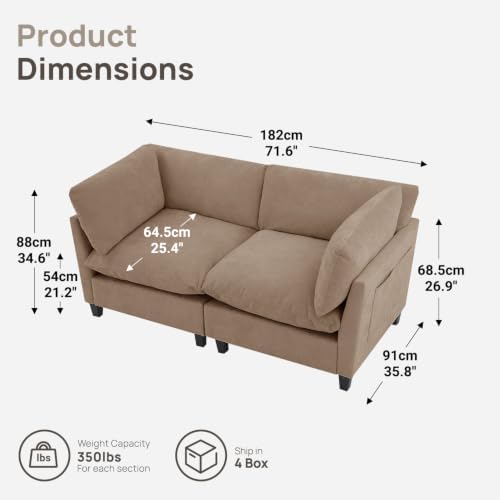 Iroomy Modular Sectional Sofa, Oversized Chenille Cloud Couch, Deep Comfy Sea...