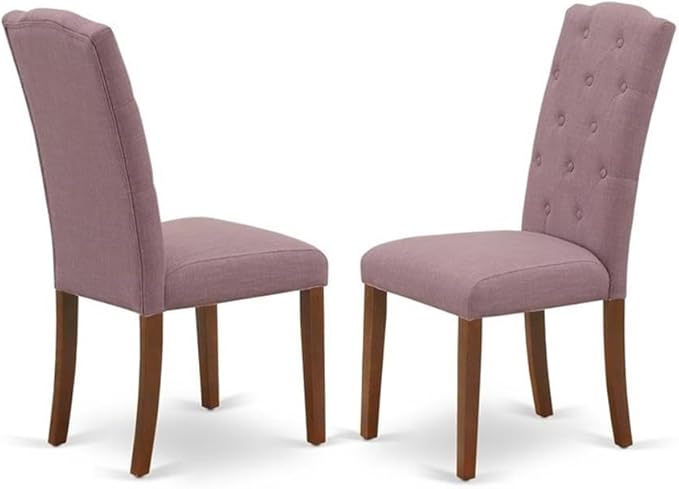 East West Furniture DOCE5-MAH-10 5 Piece Kitchen Table Set for 4 Includes a Rectangle Dining Room Table with Butterfly Leaf and 4 Dahlia Linen Fabric Parsons Chairs, 42x78 Inch, Mahogany
