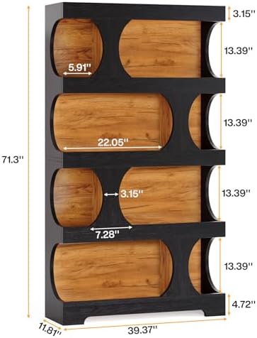 Tribesigns 71" Tall Bookcase, 4-Tier S-Shaped Bookshelf, Wood Decorative...