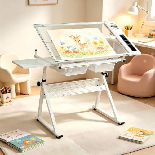 Garvee Drafting Table w/Stool, Height Adjustable Drawing Table
