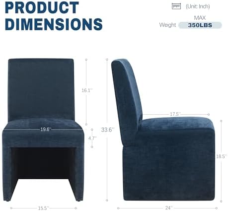 RNKSFX Blue Upholstered Dining Chairs Set of 2, Kitchen & Dining Room Cha...