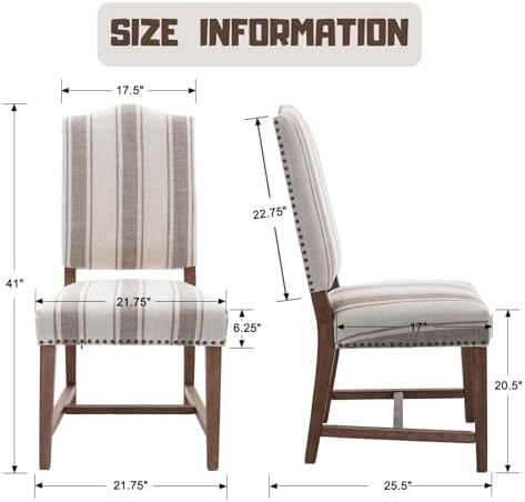 ROCITY Linen Dining Chairs Set of 4 Upholstered Farmhouse Dining Room Chairs ...