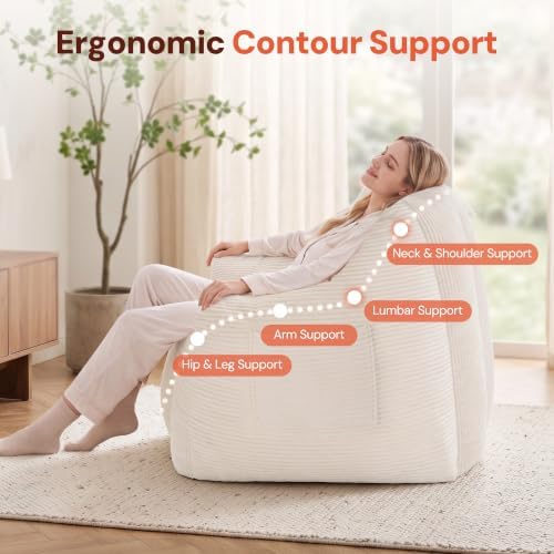 Korser Bean Bag Chair, Giant Bean Bag Chairs for Adults Teens, Comfy Floor Ch...