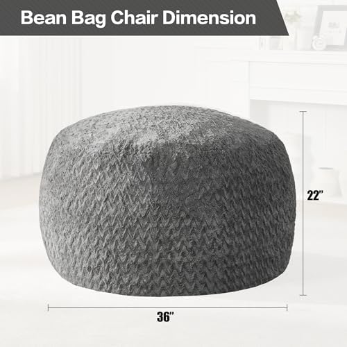 Hobestluk Bean Bag Chair Large Washable Soft Living Room Adult 3Ft Grey | No ...
